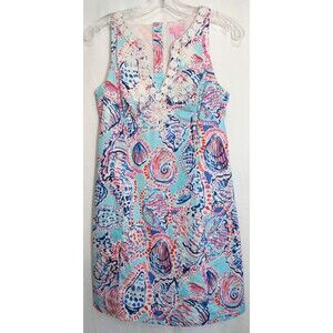 Lilly Pulitzer Gabby Embroidered Shell Me About It Shift Dress Size 0 EUC